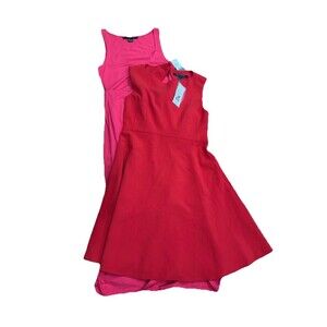 Lot (2) French Connection Mini Red Maxi Pink Dresses 8/M Barbiecore Coquette NWT